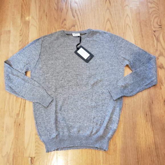 Crossley - Lightweight Grey Heather Longsleeve Crewneck Sweater - Made in Italy - Picture 4 of 4